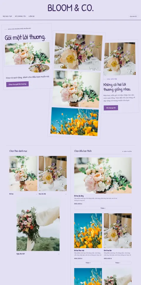 Trang chủ mẫu Bloom · Hoa & quà cưới trên máy tính