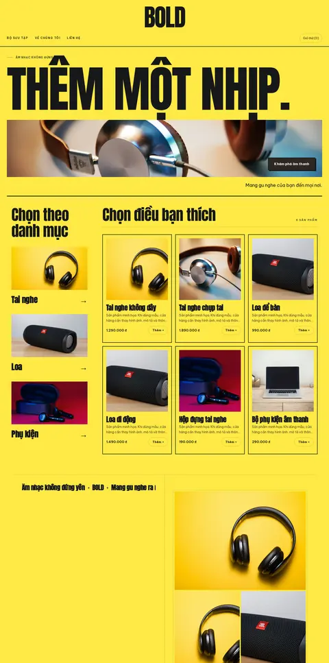 Trang chủ mẫu Bold · Cửa hàng nổi bật trên máy tính