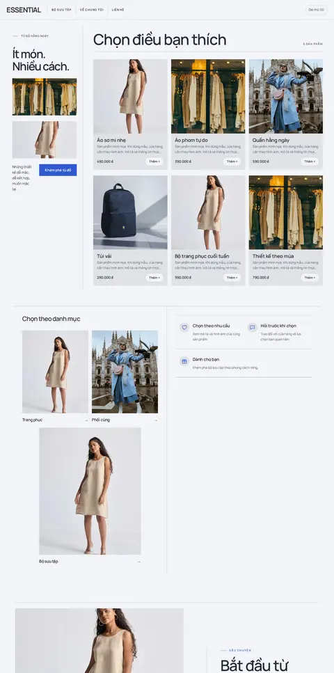 Trang chủ mẫu Essential · Catalog thời trang trên máy tính