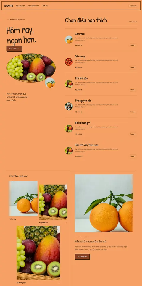 Trang chủ mẫu Harvest · Hương vị thủ công trên máy tính