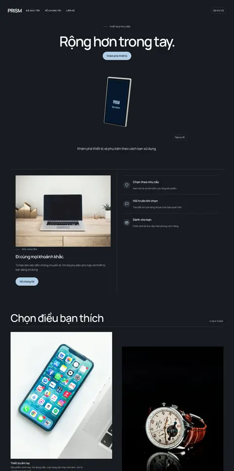Trang chủ mẫu Prism · Sân khấu thiết bị trên máy tính