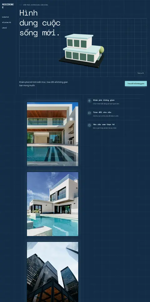 Trang chủ mẫu Residence · Biệt thự & kiến trúc 3D trên máy tính