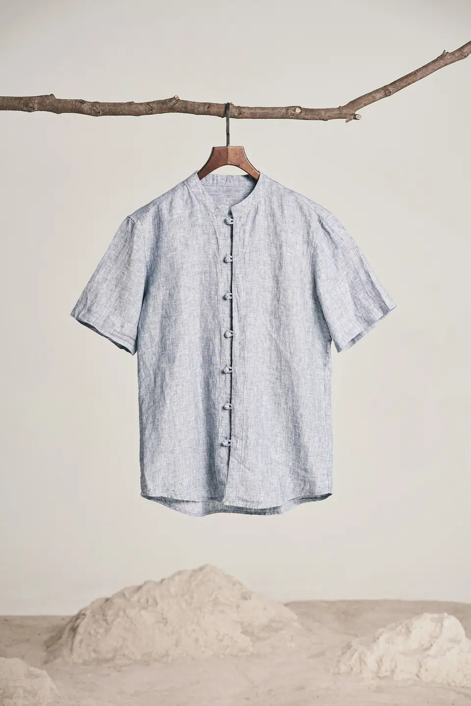 Sơ mi linen kẻ xanh